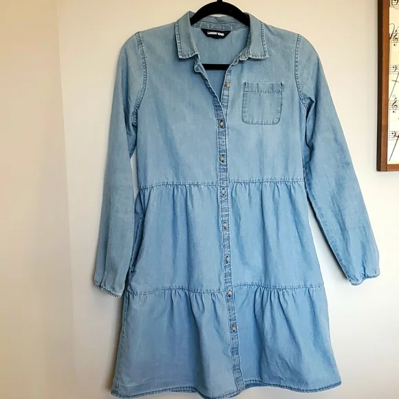 Lands' End | Dresses | Lands End Size 4 Girls Denim Chambray Dress |  Poshmark